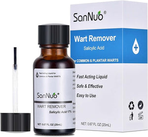 SANNUO Liquid Wart Remover for Common and Plantar Warts, Fast Acting Gel Wart Remover Suitable for All Skin Types, 0.67 FL OZ